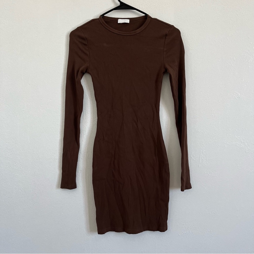 Set of 2 Women's Brown Long-Sleeve Ribbed Bodycon Dress Size Small